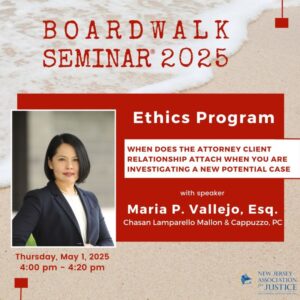 Image for article: Maria P. Vallejo to Speak at New Jersey Association for Justice’s Annual Boardwalk Conference